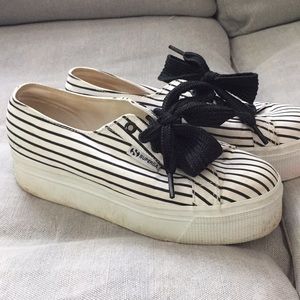 Black Stripe Superga Platform Sneakers